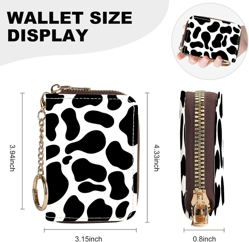 Luoycxy Credit Card Holder for Women,Small Rfid Wallet with Keychain Zipper,Cute PU Leather Card Case Wallet，Accordion Credit Card Wallets Gift,Milk Texture - Image 4
